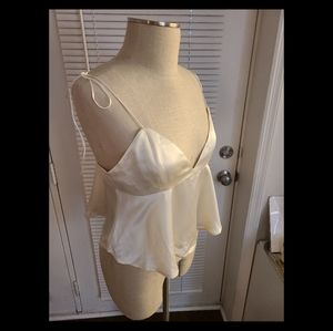 NWT Something Navy ivory satin cami